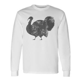 Vintage Distressed Turkey Large Bird Thanksgiving Lover Long Sleeve T-Shirt - Monsterry AU