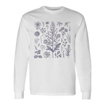 Vintage-Inspirierte Blume Botanischer Naturforscher Langarmshirts - Seseable