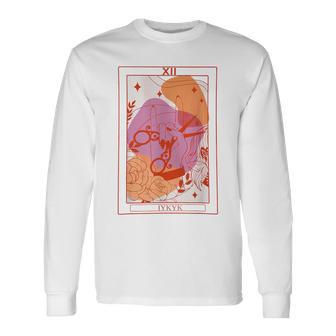 Vintage Lesbian Sapphic Tarot Card Cool Queer Ally Pride Long Sleeve T-Shirt - Monsterry