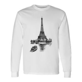 Vintage Paris Eiffel Tower Langarmshirts - Seseable