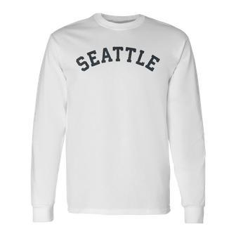 Vintage Seattle T Old Retro Seattle Sports Long Sleeve T-Shirt - Monsterry
