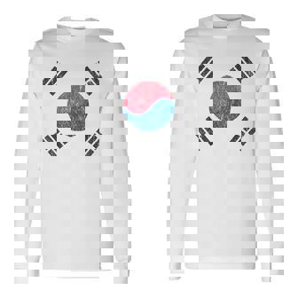 Vintage South Korea Flag South Korean Long Sleeve T-Shirt - Thegiftio