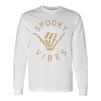 Vintage Spooky Vibes Trick-Or-Treat Scary Horror Long Sleeve T-Shirt - Monsterry