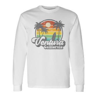 Vintage Ventura Beach California Ca Surfing Retro Surf Long Sleeve T-Shirt - Monsterry CA