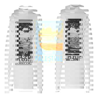 Visita Palestina Sello Palestina Poster Bandera Palestina Gratis Camiseta de manga larga - Regaloses