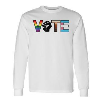 Vote Your True Colors Lgbtq Racism Sexism Flags Protest Long Sleeve T-Shirt - Monsterry UK