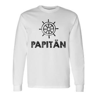 Weltbester Papiatertag Steuerrad Papa Segeln Mittelmeer Langarmshirts - Geschenkecke