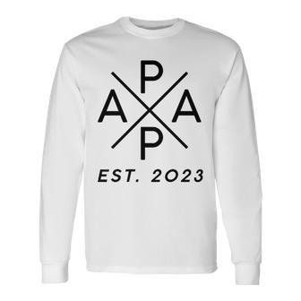 Werdender Papa Est 2023 X Stolzer Papa 2023 Father Father's Day Langarmshirts - Geschenkecke