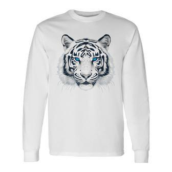 White Tiger Blue Eyes Wild Cat Animal Long Sleeve T-Shirt - Thegiftio UK