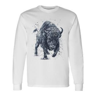 Wut Der Bestie Bison-Buffalo Im Vintage-Stil Langarmshirts - Seseable