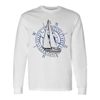 Yacht Fan Navy Compass Long Sleeve T-Shirt - Monsterry UK