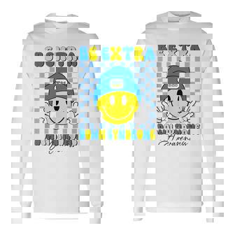 Yellow And Blue Smile Face Long Sleeve T-Shirt | Mazezy