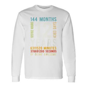 Youth 12Th Birthday 12 Years Old Vintage Retro 144 Months Long Sleeve T-Shirt - Monsterry CA