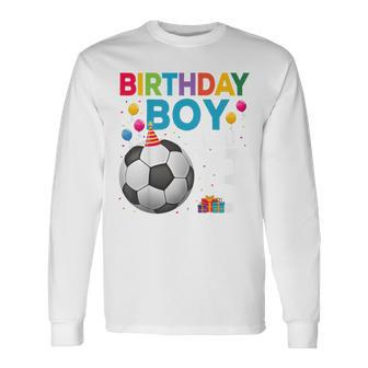 Youth 3 Year Old Boy 3Rd Birthday Boy Football Long Sleeve T-Shirt - Thegiftio UK
