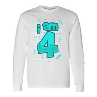 Youth 4Th Birthday Boy I Am 4 Year Old Space Long Sleeve T-Shirt - Seseable