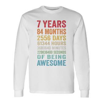 Youth 7Th Birthday 7 Years Old Vintage Retro 84 Months Long Sleeve T-Shirt - Thegiftio UK
