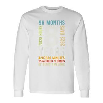 Youth 8Th Birthday 8 Years Old Vintage Retro 96 Months Long Sleeve T-Shirt - Thegiftio UK