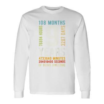 Youth 9Th Birthday 9 Years Old Vintage Retro 108 Months Long Sleeve T-Shirt - Thegiftio UK