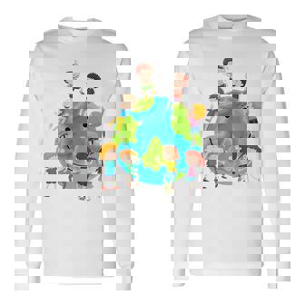 Youth Earth Day Happy Children Around The World Long Sleeve T-Shirt - Thegiftio UK