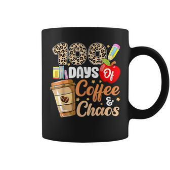 100 Days Of Coffee & Chaos 100Th Day Of School Teacher Kid Coffee Mug | Seseable CA
