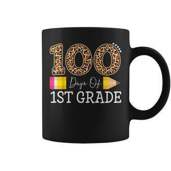 100 Days Of First Grade Leopard Happy 100Th Day Of School Coffee Mug | Mazezy