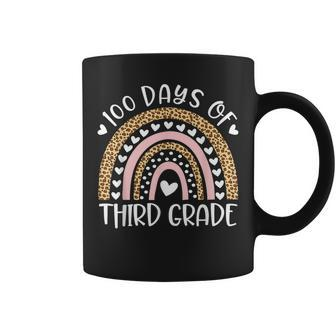 100 Days Of School For Third Grade Teacher Rainbow Leopard Coffee Mug - Monsterry UK