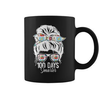 100 Days Smarter 100Th Day Of School Messy Bun Mom Coffee Mug - Thegiftio UK