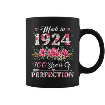 100 Year Old Made In 1924 Floral 100Th Birthday Women Coffee Mug | Mazezy DE
