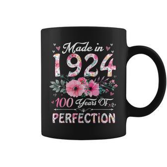 100 Year Old Made In 1924 Floral 100Th Birthday Women Coffee Mug - Thegiftio UK