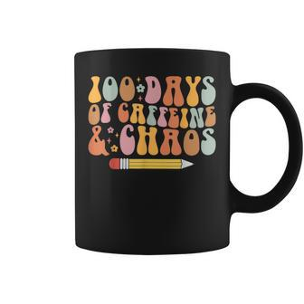 100Th Day Of School Teacher 100 Days Of Coffeine & Chaos Coffee Mug - Thegiftio UK