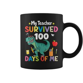 100Th Day Of School My Teacher Survived 100 Days Boys Dino Coffee Mug - Thegiftio UK