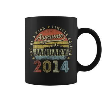 10Th Birthday Awesome Since January 2014 10 Year Old Coffee Mug - Monsterry UK