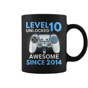 10Th Birthday Boy Level 10 Unlocked Gamer Coffee Mug - Seseable