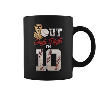 10Th Birthday Boys Baseball Peace Out Single Digits Coffee Mug - Seseable