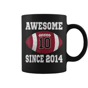 10Th Birthday Football Player 10 Years Old Vintage Sports Coffee Mug - Monsterry