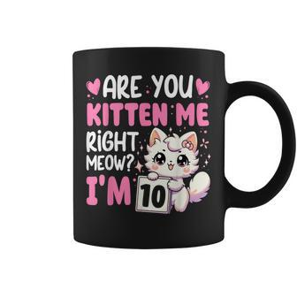 10Th Birthday For Girl 10Yr Ten 10 Year Old Kitten Cat Coffee Mug - Monsterry AU