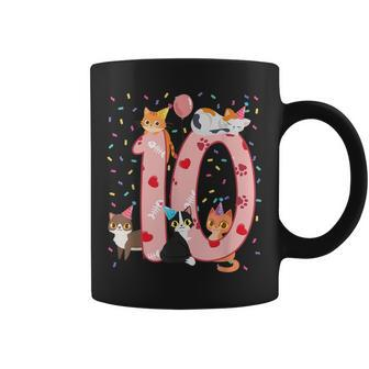 10Th Birthday Girl Cute Cat Outfit 10 Years Old Bday Party Coffee Mug - Monsterry UK
