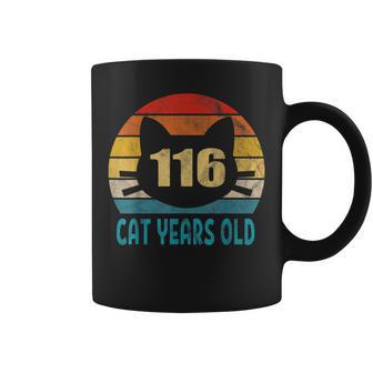 116 Cat Years Old Retro 25Th Birthday Cat Lovers Coffee Mug - Monsterry AU