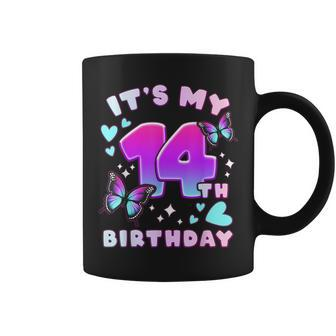 14Th Birthday Girl 14 Years Butterflies And Number 14 Coffee Mug - Monsterry UK