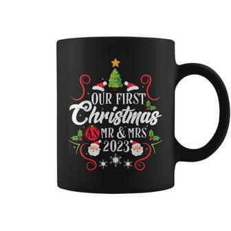 1St First Christmas As Mr And Mrs 2023 Couples Pajamas Coffee Mug | Mazezy DE