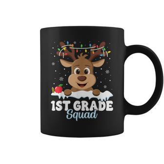 1St Grade Teacher Christmas First Grade Squad Reindeer Xmas Coffee Mug - Seseable