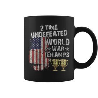 2 Time Undefeated World War Champs Distressed Coffee Mug - Monsterry UK