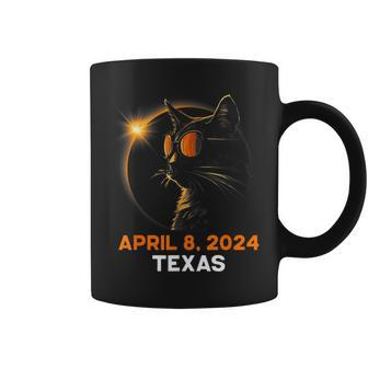 2024 Solar Eclipse Cat Glasses Solar Eclipse Texas April 8 Coffee Mug - Thegiftio UK