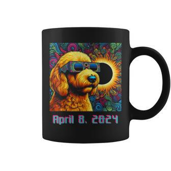 2024 Solar Eclipse Dog Goldendoodle Glasses Psychedelic Pet Coffee Mug - Seseable