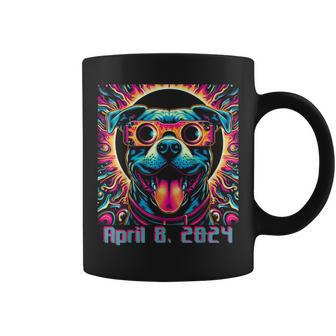2024 Solar Eclipse Dog Pitbull Wearing Glasses Psychedelic Coffee Mug - Monsterry AU