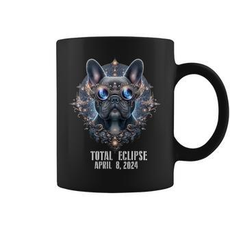 2024 Solar Eclipse Frenchie Bulldog Wearing Eclipse Glasses Coffee Mug | Mazezy