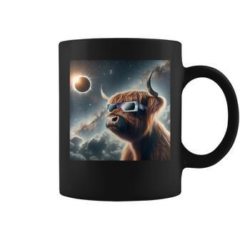 2024 Solar Eclipse Highland Cow Wearing Glasses Totality Coffee Mug - Seseable