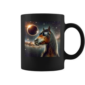2024 Solar Eclipse Horse Wearing Glasses Totality Coffee Mug | Mazezy