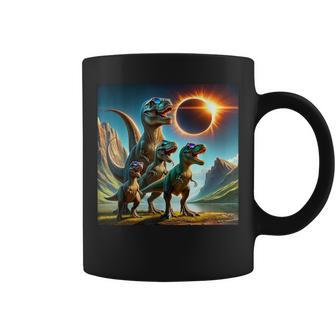 2024 Solar Eclipse T-Rex Family Wearing Glasses Totality Coffee Mug - Seseable