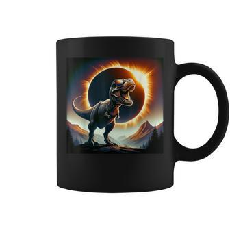 2024 Solar Eclipse T-Rex Wearing Glasses Totality Coffee Mug - Seseable